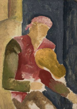 Man playing the guitar by Eugeniusz Zak Oil Painting