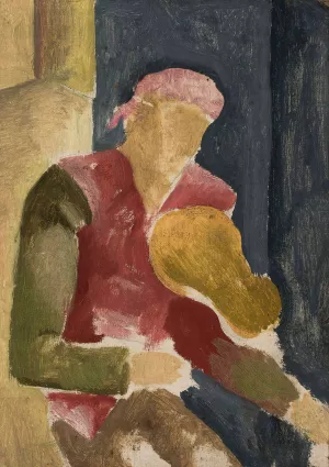 Man playing the guitar by Eugeniusz Zak Oil Painting