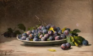 Still life with plums by Euphemie Muraton Oil Painting