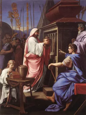 Caligula Depositing the Ashes of His Mother and Brother in the Tomb of His painting by Eustache Le Sueur