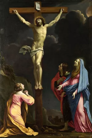 Christ On The Cross With The Virgin And Saints by Eustache Le Sueur Oil Painting