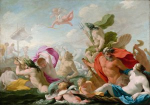 Marine Gods Paying Homage To Love by Eustache Le Sueur Oil Painting