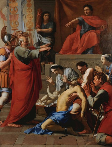 Saint Paul Exorcizing A Possessed Man by Eustache Le Sueur - Hand-Painted Oil Painting Reproduction