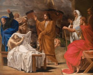 The Christ raising the son of the widow of Naim from the dead by Eustache Le Sueur Oil Painting