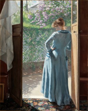 Vid Ateljedorren by Eva Bonnier Oil Painting
