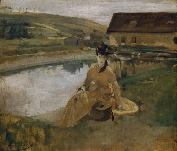 Am Wasser  by Eva Gonzales - Hand-Painted Oil Painting Reproduction
