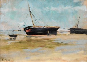 Bateau a Maree Basse by Eva Gonzales Oil Painting