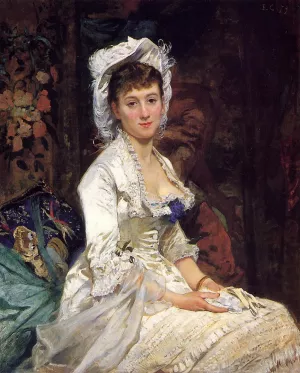 Portrait of a Woman in White by Eva Gonzales - Oil Painting Reproduction