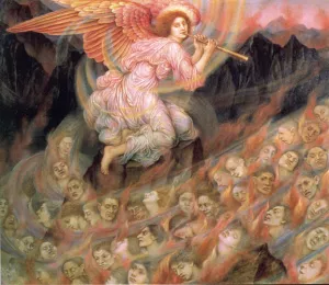 Angel Piping to the Souls in Hell painting by Evelyn De Morgan