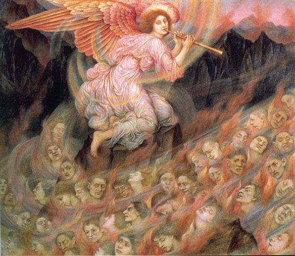 Main Product Photo of Angel Piping to the Souls in Hell Painting by Evelyn De Morgan