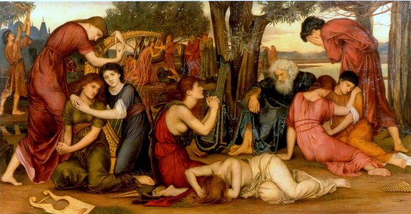 Main Product Photo of By the Waters of Babylon Painting by Evelyn De Morgan
