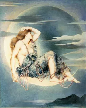 Luna Oil painting by Evelyn De Morgan
