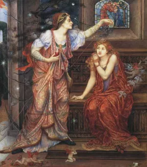 Queen Eleanor and Fair Rosamund painting by Evelyn De Morgan