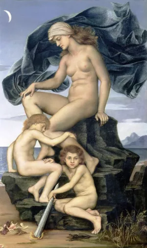 Sleep and Death, the Children of the Night painting by Evelyn De Morgan