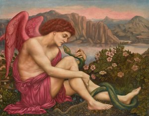 The Angel With The Serpent by Evelyn De Morgan Oil Painting