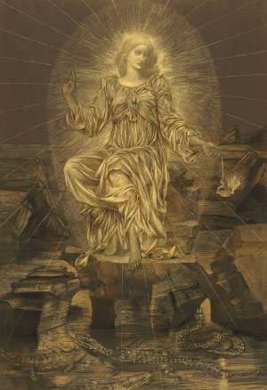 The light shineth in the darkness and the darkness comprehended it not by Evelyn De Morgan Oil Painting