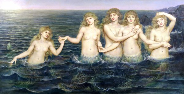 The Sea Maidens by Evelyn De Morgan - Hand-Painted Oil Painting Reproduction