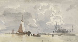 Gezicht op het IJ te Amsterdam by Everhardus Koster Oil Painting