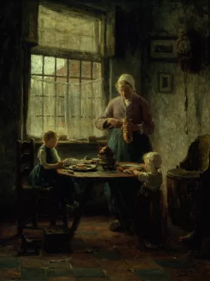 A Family Meal by Evert Pieters Oil Painting