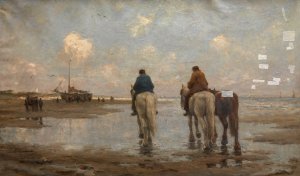 Along the Beach by Evert Pieters Oil Painting