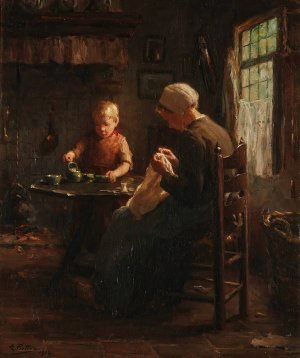 Home Industry by Evert Pieters Oil Painting