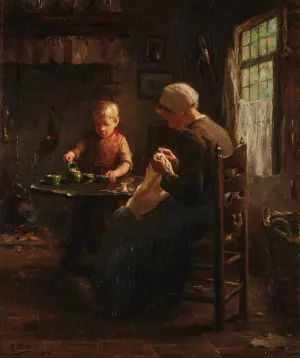 Home Industry by Evert Pieters Oil Painting