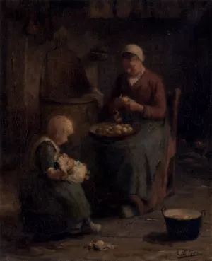 Mother and Daughter by Evert Pieters Oil Painting