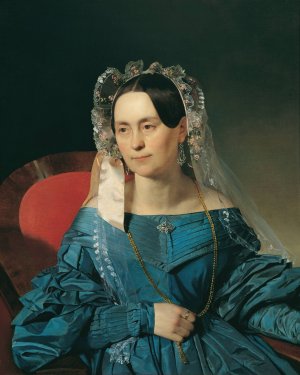 Dame in blauem Kleid by Franz Eybl Oil Painting