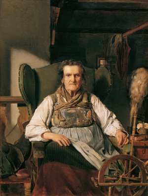 Eine Ramsauer Bauerin am Spinnrad by Franz Eybl Oil Painting
