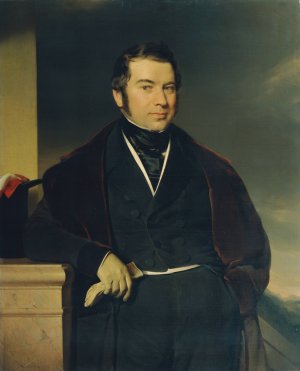 Herr mit Zylinder und Handschuh by Franz Eybl Oil Painting