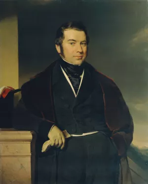 Herr mit Zylinder und Handschuh by Franz Eybl Oil Painting
