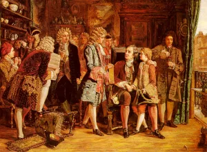 Pope's Introduction To Dryden At Will's Coffee House by Eyre Crowe - Oil Painting Reproduction