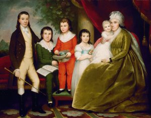 Mrs. Noah Smith and Family by Ezra Ames Oil Painting