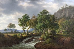 Klippelandskab. Djupadal i Bleking by F.C. Kaerskou Oil Painting