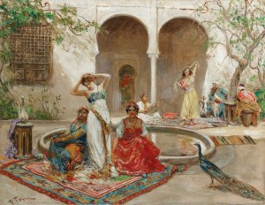 Dancing In The Harem Courtyard by Fabio Fabbi Oil Painting