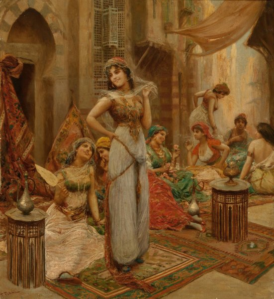 Harem Beauties at Market by Fabio Fabbi - Hand-Painted Oil Painting Reproduction