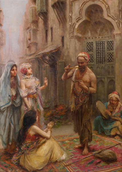The Snake Charmer by Fabio Fabbi - Hand-Painted Oil Painting Reproduction