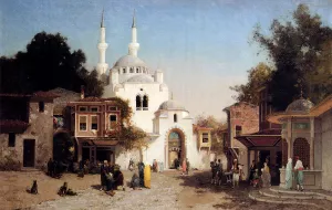 Outside The Mosque Oil painting by Fabius Germain Brest
