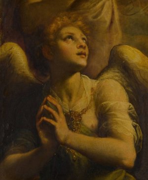 An Angel in Adoration by Fabrizio Santafede Oil Painting