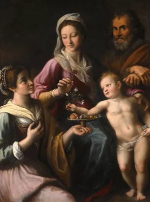 The Holy Family With Saint Dorothea Oil painting by Fabrizio Santafede