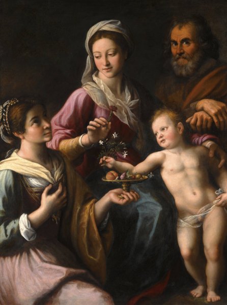 The Holy Family With Saint Dorothea by Fabrizio Santafede - Hand-Painted Oil Painting Reproduction