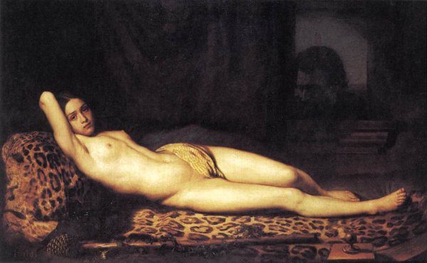Main Product Photo of Nude Girl on a Panther Skin Painting by Felix Trutat