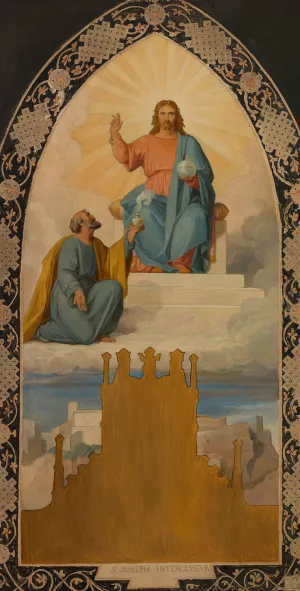 Saint Joseph aux pieds de Jesus Christ by Faivre-Duffer Oil Painting