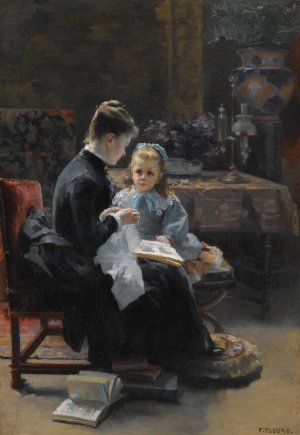 La Lecon by Fanny Fleury Oil Painting
