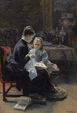 La Lecon by Fanny Fleury Oil Painting