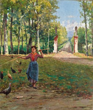 Eingang der Villa Camerini by Fausto Zonaro Oil Painting
