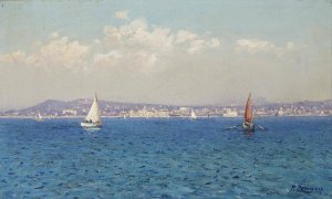 Franzosische Riviera by Fausto Zonaro Oil Painting