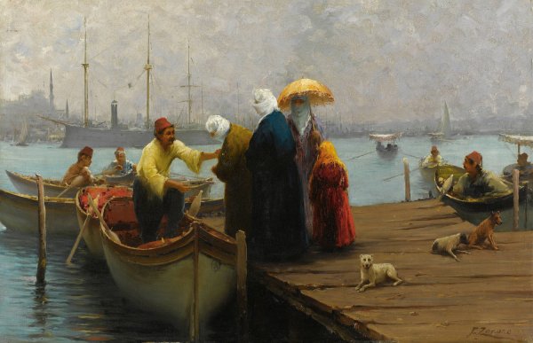 Main Product Photo of The Boat Painting by Fausto Zonaro