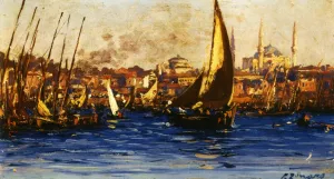 The Port of Istambul by Fausto Zonaro - Oil Painting Reproduction