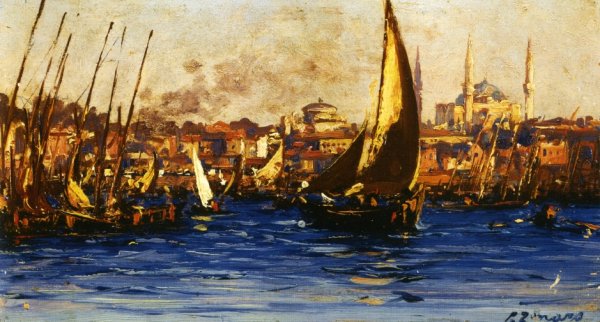 Main Product Photo of The Port of Istambul Painting by Fausto Zonaro
